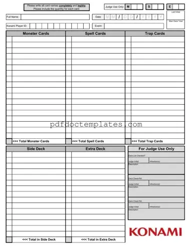 Download Konami Decklist Template