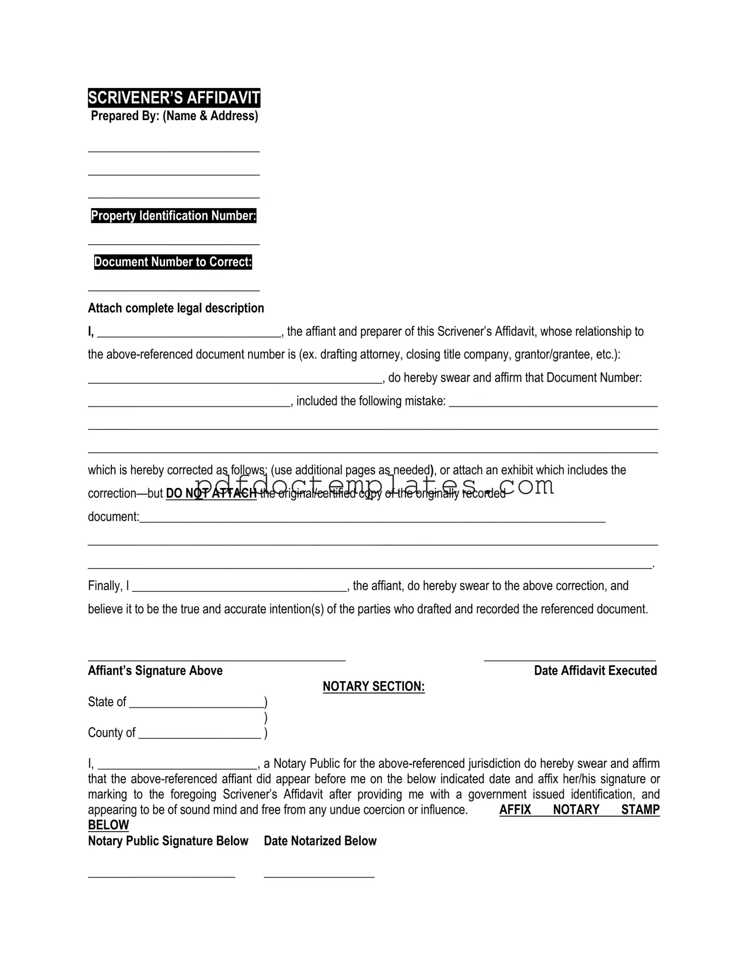 Download Scrivener's Affidavit Template