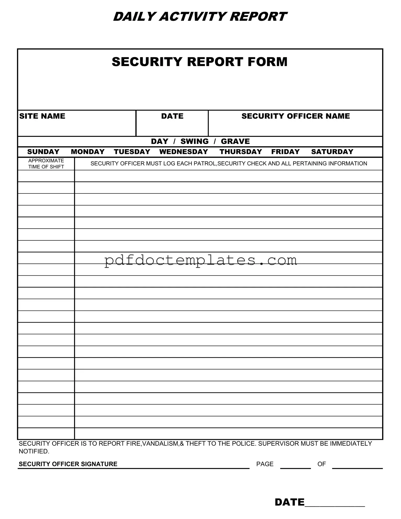 Download Security Guard Daily Report Sample Template