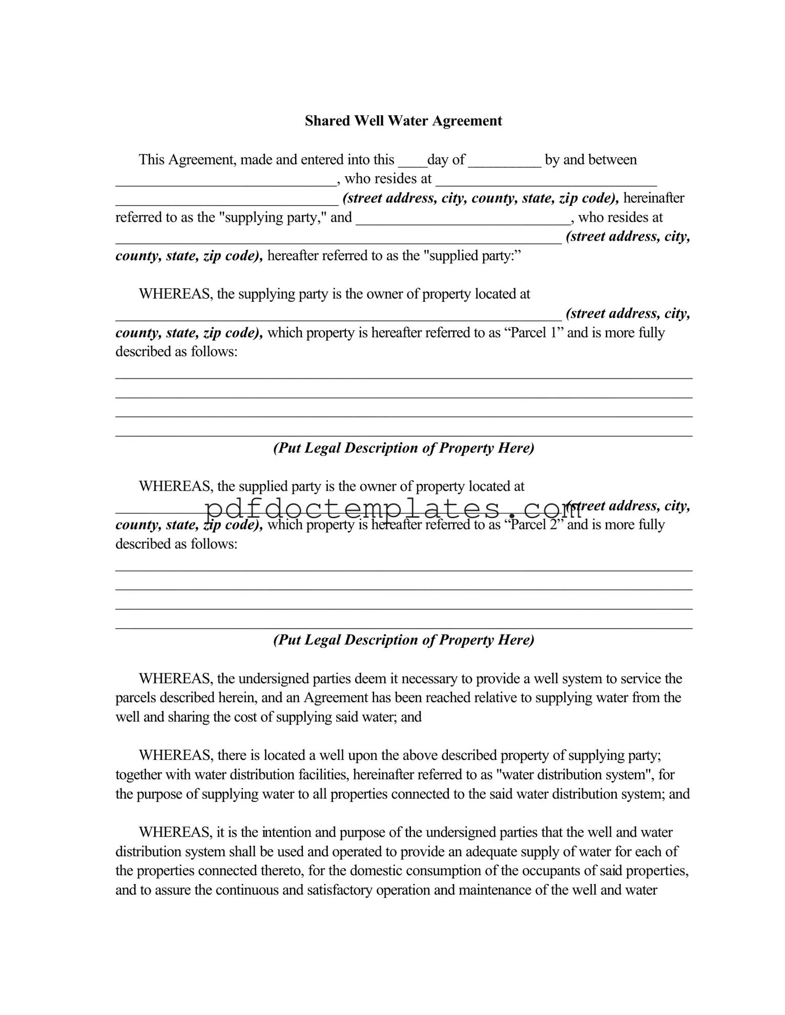 Download Shared Well Agreement Template