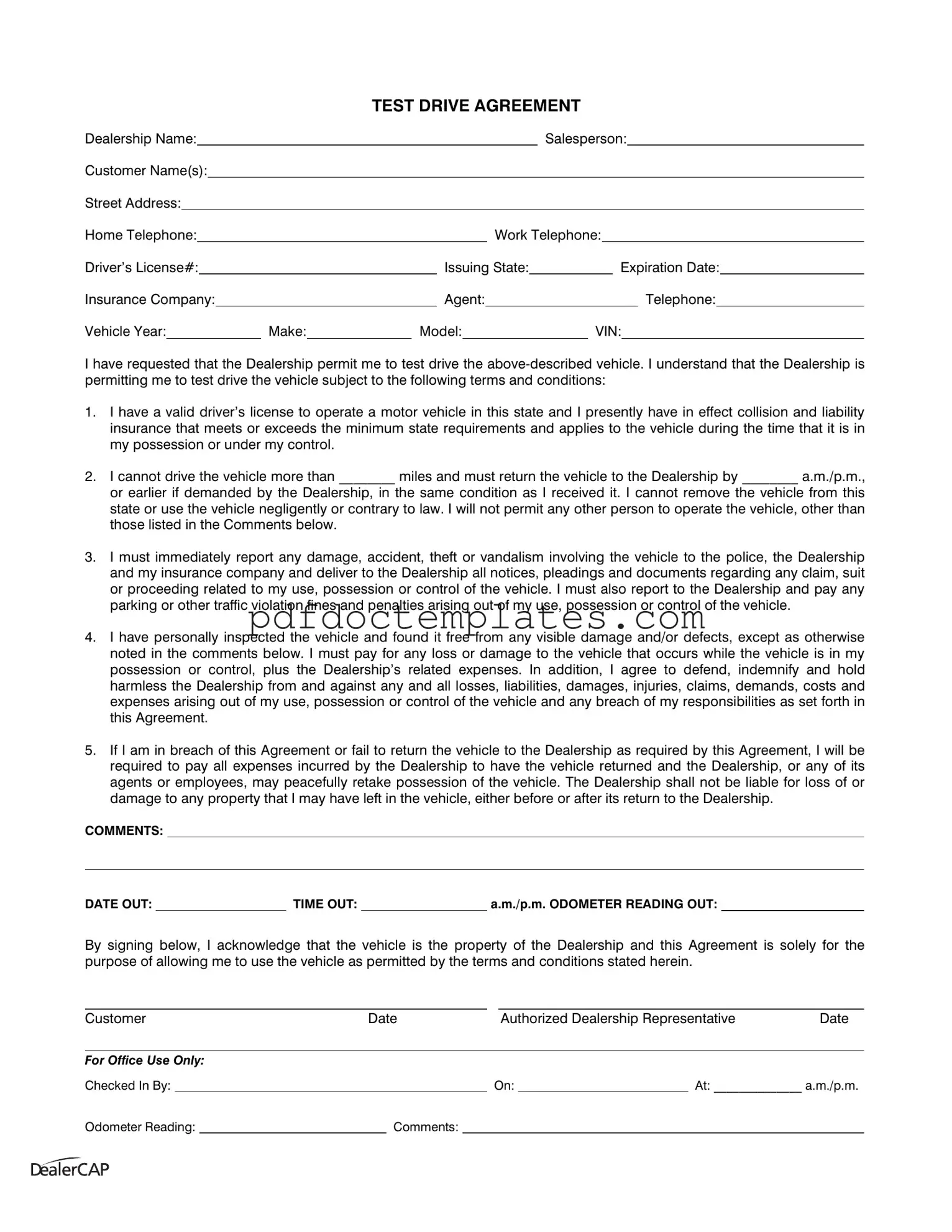 Download Test Drive Template