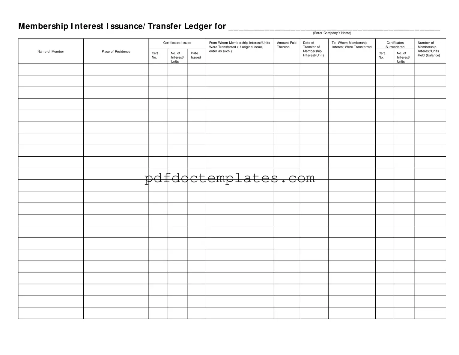 Download Membership Ledger Template
