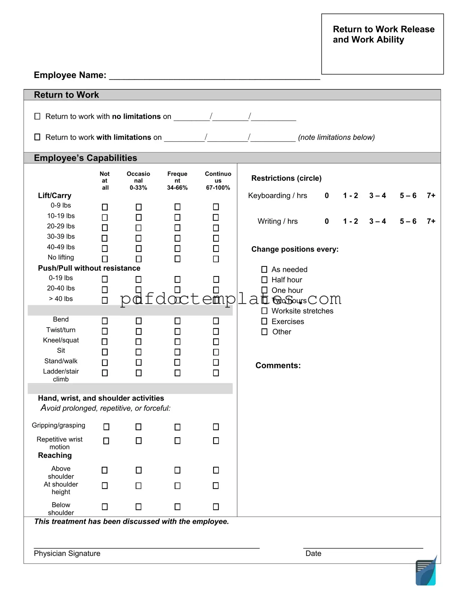 Download Work Release Template